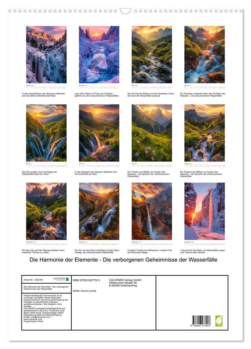 Die Harmonie der Elemente - Die verborgenen Geheimnisse der Wasserfälle (CALVENDO Wandkalender 2026)