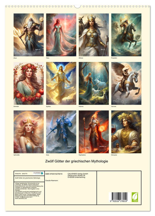 Zwölf Götter der griechischen Mythologie (CALVENDO Premium Wandkalender 2026)
