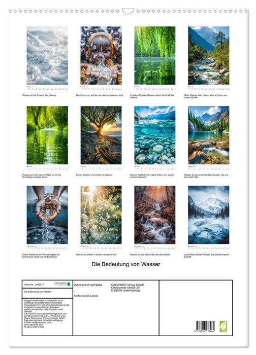 Die Bedeutung von Wasser (CALVENDO Wandkalender 2026)