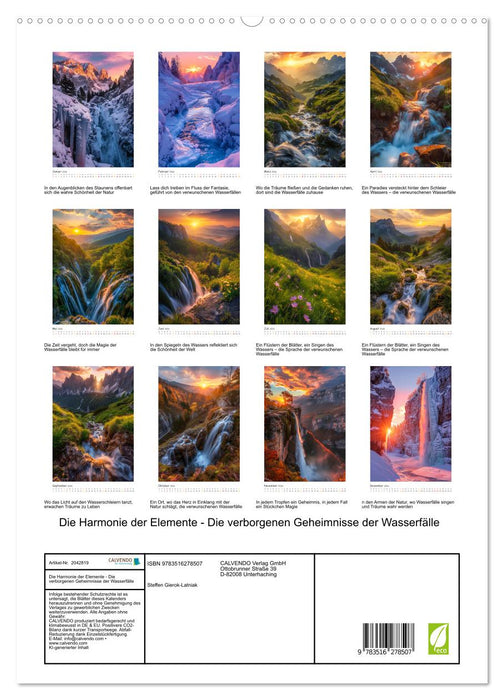 Die Harmonie der Elemente - Die verborgenen Geheimnisse der Wasserfälle (CALVENDO Premium Wandkalender 2026)