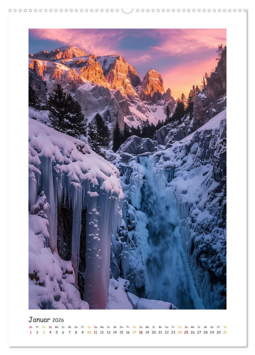 Die Harmonie der Elemente - Die verborgenen Geheimnisse der Wasserfälle (CALVENDO Premium Wandkalender 2026)