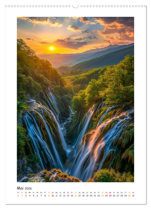 Die Harmonie der Elemente - Die verborgenen Geheimnisse der Wasserfälle (CALVENDO Premium Wandkalender 2026)