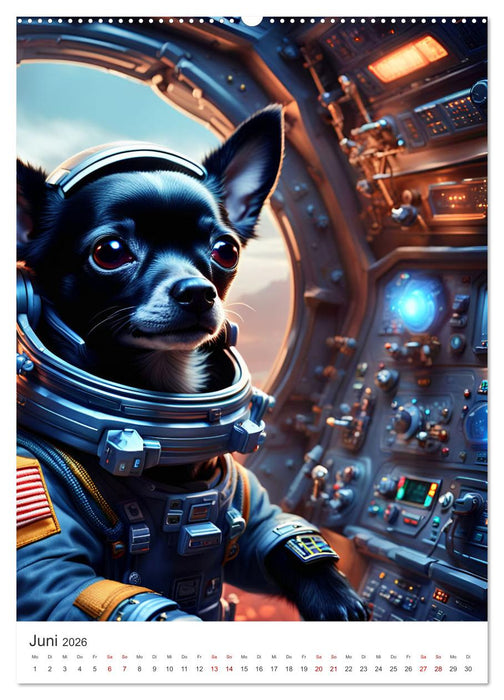 Chihuahua Abenteuer im Weltraum (CALVENDO Wandkalender 2026)