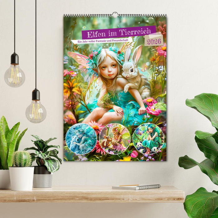 Elfen im Tierreich - Ein Jahr voller Fantasie und Freundschaft (CALVENDO Wandkalender 2026)