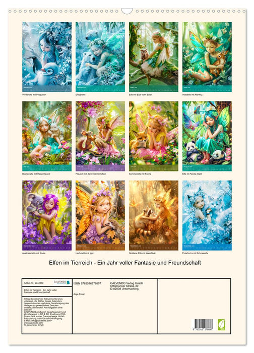 Elfen im Tierreich - Ein Jahr voller Fantasie und Freundschaft (CALVENDO Wandkalender 2026)