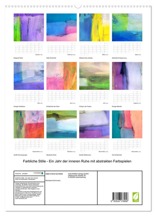 Farbliche Stille - Ein Jahr der inneren Ruhe mit abstrakten Farbspielen (CALVENDO Premium Wandkalender 2026)