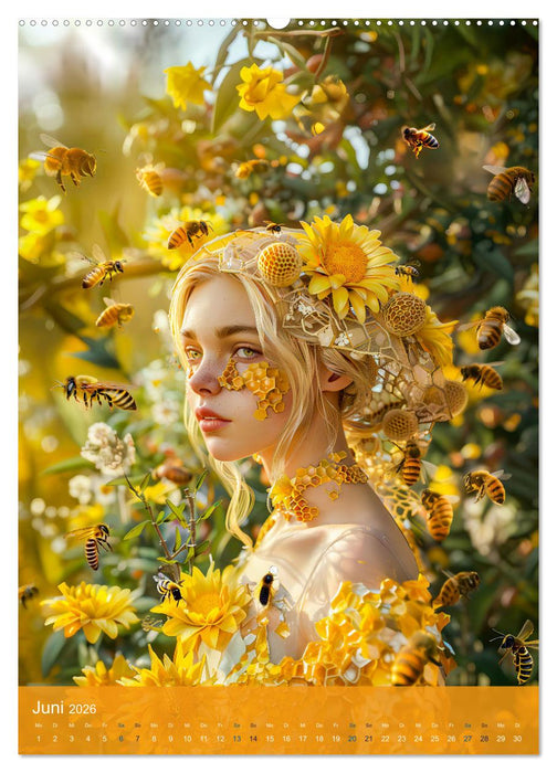Bienenkönigin - Goldene Harmonie von Schönheit, Honig und Bienen (CALVENDO Wandkalender 2026)