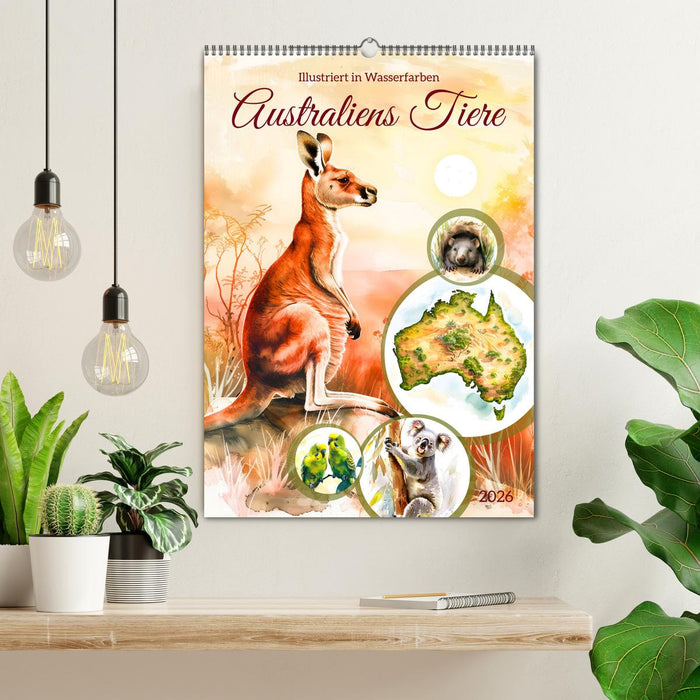 Australiens Tiere - Illustriert in Wasserfarben (CALVENDO Wandkalender 2026)