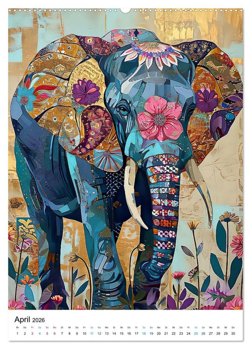 Farbenfrohe Elefanten (CALVENDO Wandkalender 2026)