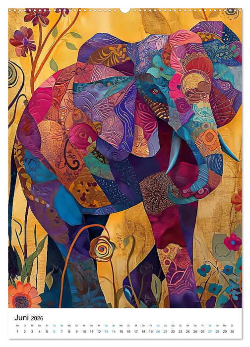 Farbenfrohe Elefanten (CALVENDO Wandkalender 2026)
