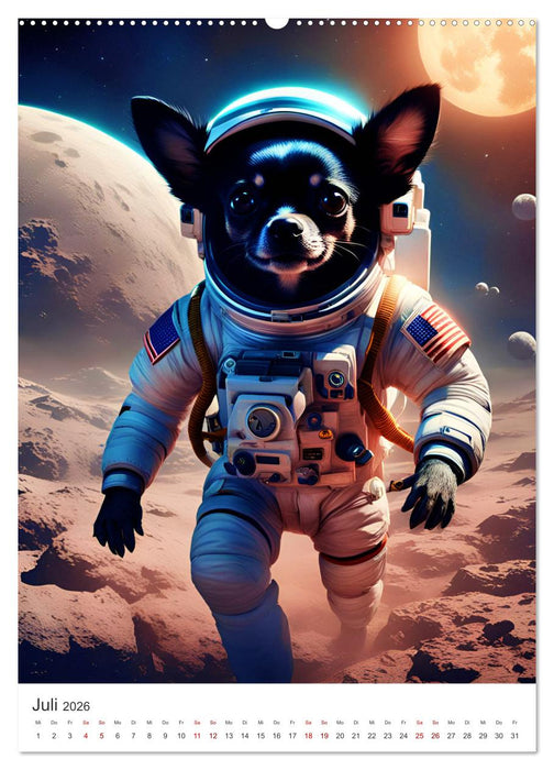 Chihuahua Abenteuer im Weltraum (CALVENDO Premium Wandkalender 2026)