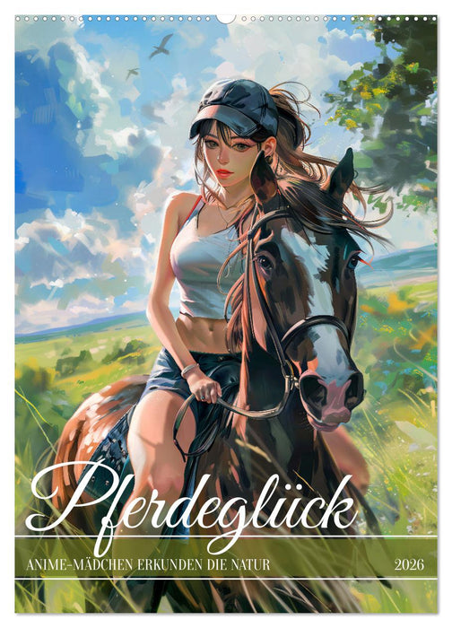 Pferdeglück - Anime-Mädchen erkunden die Natur (CALVENDO Wandkalender 2026)