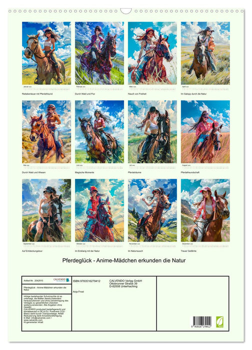 Pferdeglück - Anime-Mädchen erkunden die Natur (CALVENDO Wandkalender 2026)