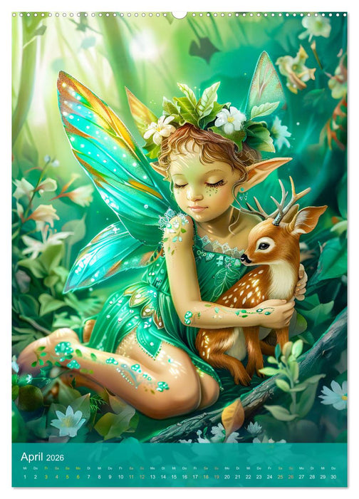 Elfen im Tierreich - Ein Jahr voller Fantasie und Freundschaft (CALVENDO Premium Wandkalender 2026)