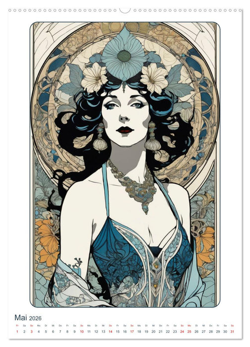Frauen in Bildern im Art Nouveau-Stil (CALVENDO Wandkalender 2026)