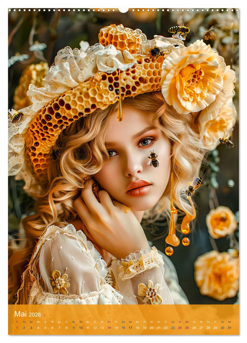 Bienenkönigin - Goldene Harmonie von Schönheit, Honig und Bienen (CALVENDO Premium Wandkalender 2026)