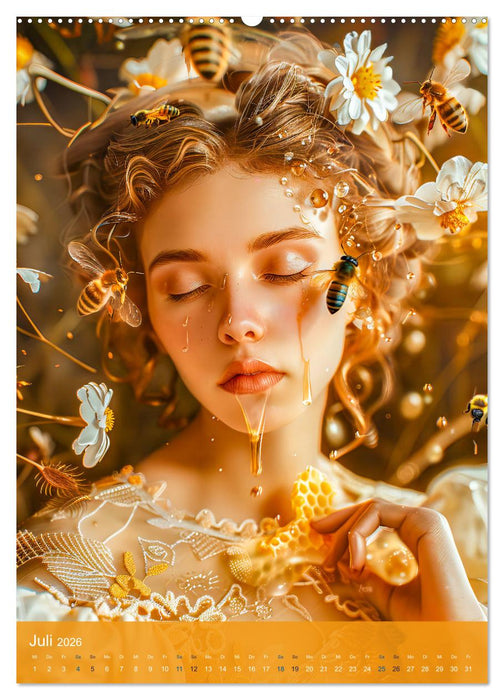 Bienenkönigin - Goldene Harmonie von Schönheit, Honig und Bienen (CALVENDO Premium Wandkalender 2026)
