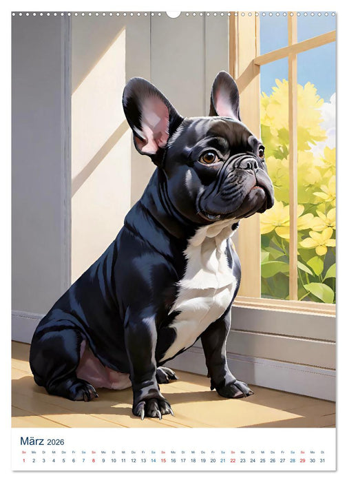 Französische Bulldoggen. Kunstvoll gestaltete Portraits (CALVENDO Wandkalender 2026)