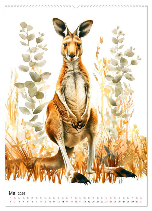 Australiens Tiere - Illustriert in Wasserfarben (CALVENDO Premium Wandkalender 2026)