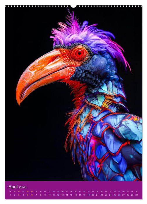 Neon-Evolution - Fluoreszierende Fantasietiere der KI-Welt (CALVENDO Wandkalender 2026)