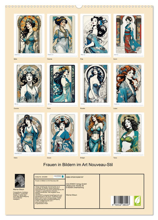 Frauen in Bildern im Art Nouveau-Stil (CALVENDO Premium Wandkalender 2026)