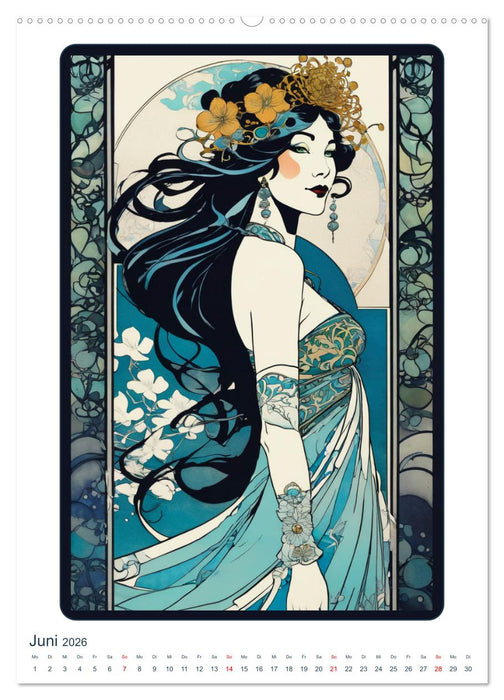 Frauen in Bildern im Art Nouveau-Stil (CALVENDO Premium Wandkalender 2026)
