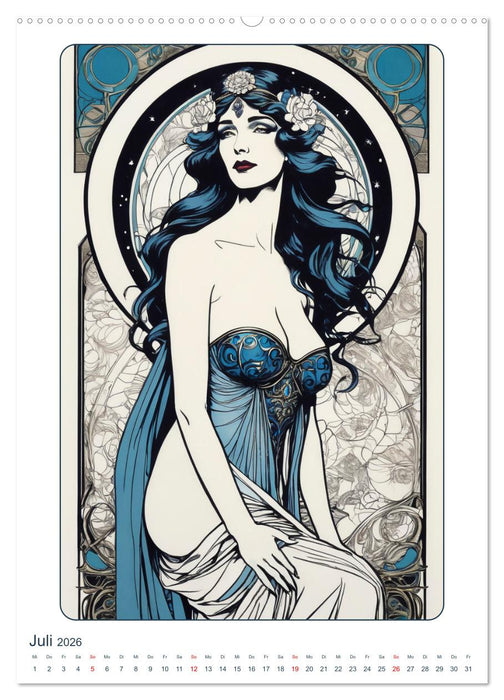 Frauen in Bildern im Art Nouveau-Stil (CALVENDO Premium Wandkalender 2026)