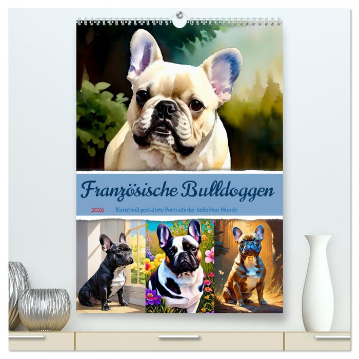 Französische Bulldoggen. Kunstvoll gestaltete Portraits (CALVENDO Premium Wandkalender 2026)