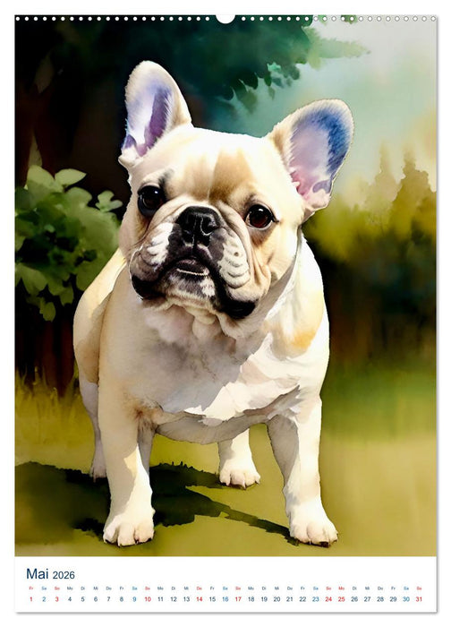 Französische Bulldoggen. Kunstvoll gestaltete Portraits (CALVENDO Premium Wandkalender 2026)