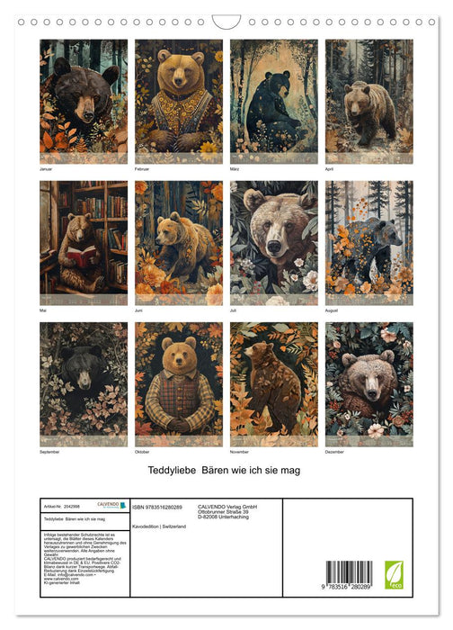 Teddyliebe Bären wie ich sie mag (CALVENDO Wandkalender 2026)