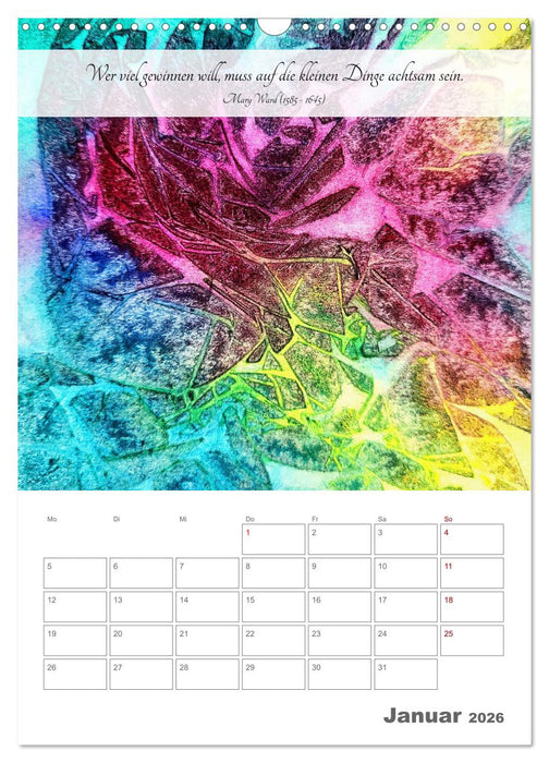 Farben der Achtsamkeit - Farbenreiche Aquarell-Träume mit Zitaten zur inneren Ruhe (CALVENDO Wandkalender 2026)