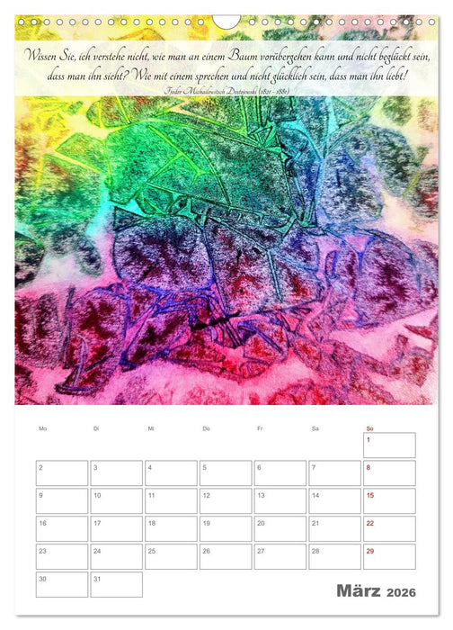 Farben der Achtsamkeit - Farbenreiche Aquarell-Träume mit Zitaten zur inneren Ruhe (CALVENDO Wandkalender 2026)