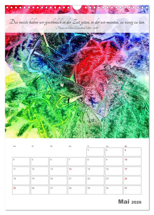 Farben der Achtsamkeit - Farbenreiche Aquarell-Träume mit Zitaten zur inneren Ruhe (CALVENDO Wandkalender 2026)