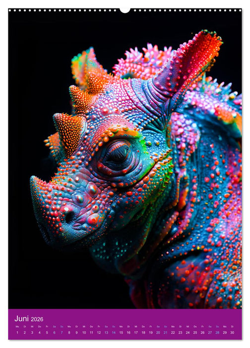 Neon-Evolution - Fluoreszierende Fantasietiere der KI-Welt (CALVENDO Premium Wandkalender 2026)