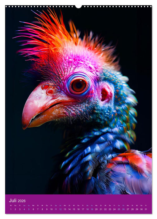 Neon-Evolution - Fluoreszierende Fantasietiere der KI-Welt (CALVENDO Premium Wandkalender 2026)