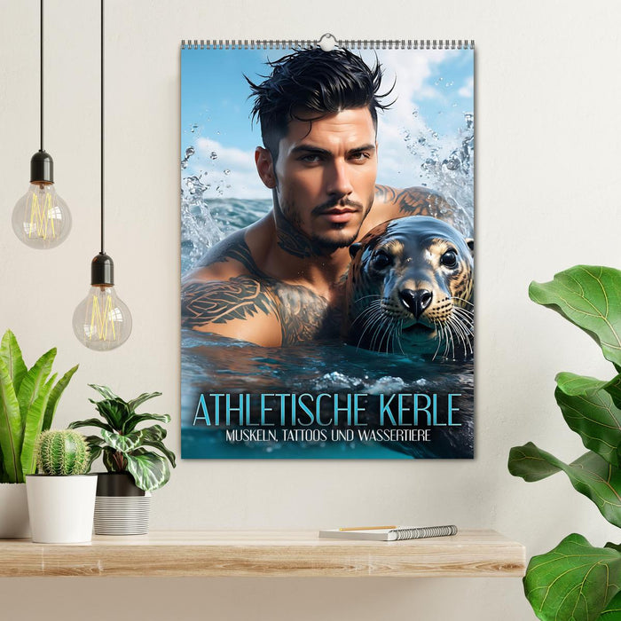 Athletische Kerle - Muskeln, Tattoos und Wassertiere (CALVENDO Wandkalender 2026)