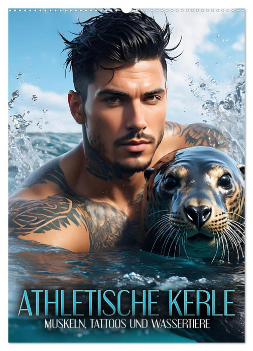 Athletische Kerle - Muskeln, Tattoos und Wassertiere (CALVENDO Wandkalender 2026)