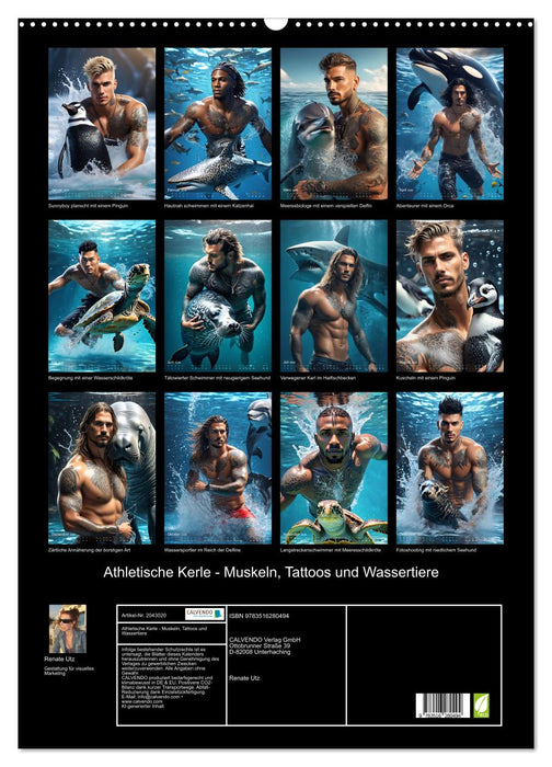 Athletische Kerle - Muskeln, Tattoos und Wassertiere (CALVENDO Wandkalender 2026)