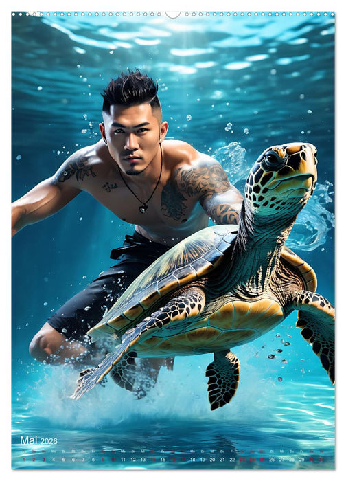 Athletische Kerle - Muskeln, Tattoos und Wassertiere (CALVENDO Wandkalender 2026)