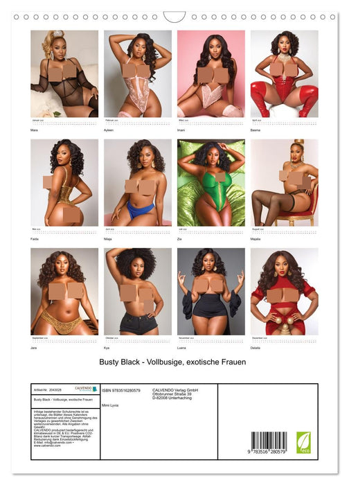 Busty Black - Vollbusige, exotische Frauen (CALVENDO Wandkalender 2026)
