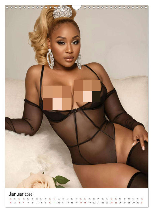 Busty Black - Vollbusige, exotische Frauen (CALVENDO Wandkalender 2026)