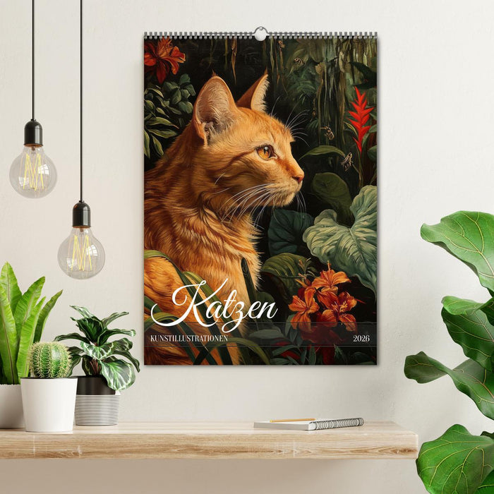 Katzen Kunstillustrationen (CALVENDO Wandkalender 2026)