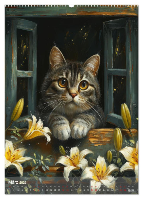 Katzen Kunstillustrationen (CALVENDO Wandkalender 2026)