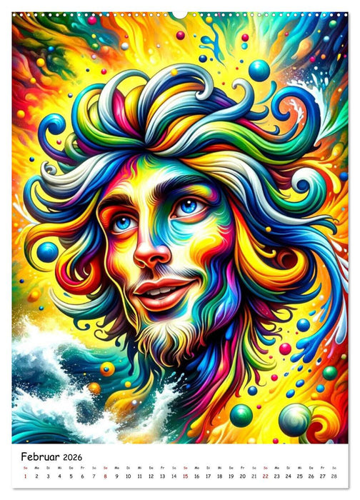Sternzeichen - Ein Jahr unter den Sternen mit von KI gemalten Tierkreiszeichen (CALVENDO Wandkalender 2026)