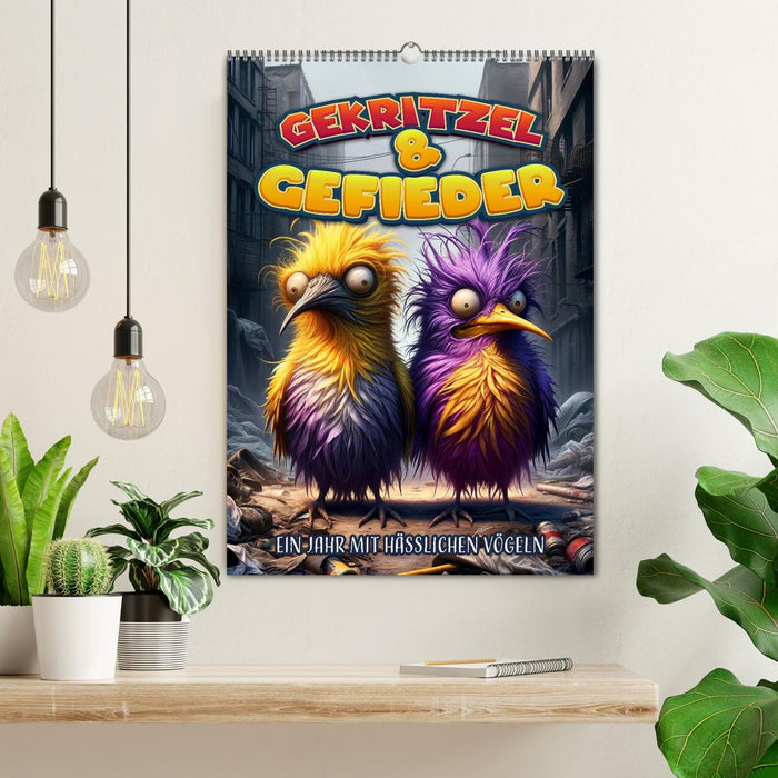 Gekritzel und Gefieder: Ein Jahr mit hässlichen Vögeln (CALVENDO Wandkalender 2026)