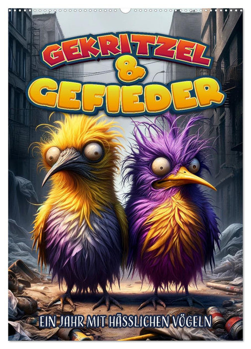 Gekritzel und Gefieder: Ein Jahr mit hässlichen Vögeln (CALVENDO Wandkalender 2026)