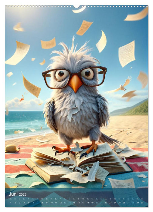 Gekritzel und Gefieder: Ein Jahr mit hässlichen Vögeln (CALVENDO Wandkalender 2026)