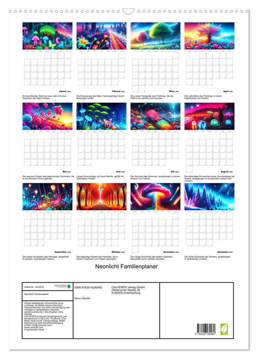 Neonlicht Familienplaner (CALVENDO Wandkalender 2026)