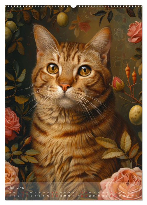 Katzen Kunstillustrationen (CALVENDO Premium Wandkalender 2026)