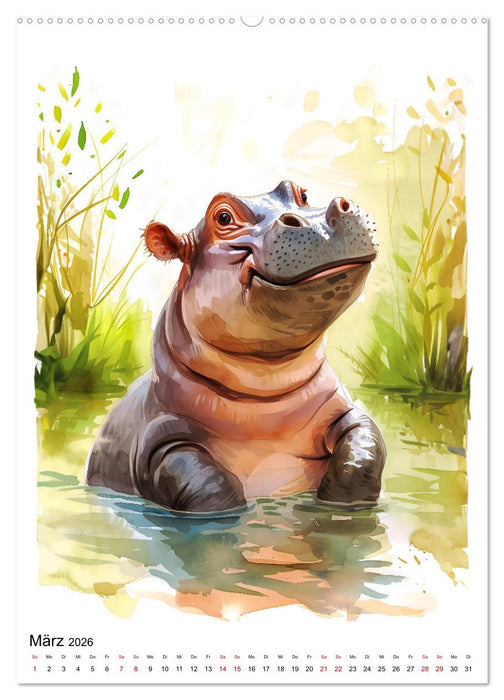 Afrikas Tiere - Illustriert in Wasserfarben (CALVENDO Wandkalender 2026)